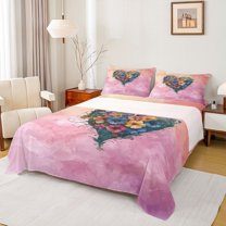 jejeloiu Colorful Botanical Flower Twin Sheet Sets,Cute Floral Blossom Bedding For Girls Kids 3pcs