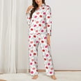 Adobk Red Lips 1 Print Pajamas Set Long Sleeve Sleepwear Womens Button