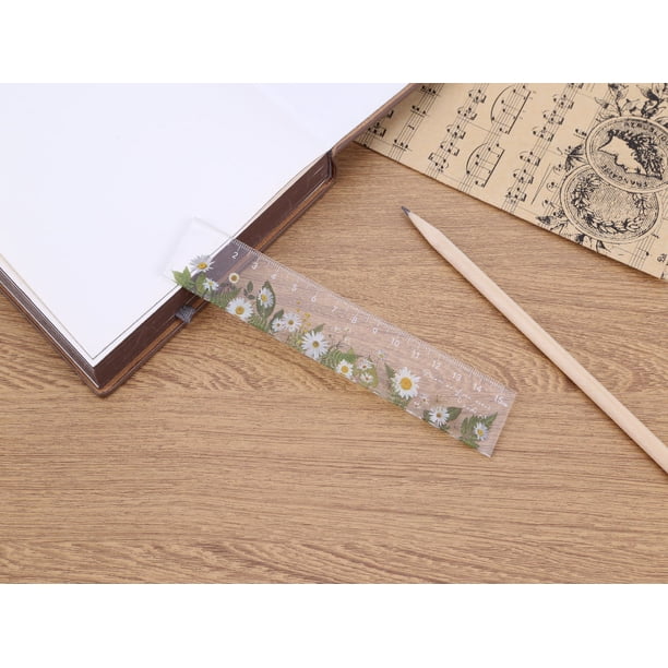 Regla acrílica de flores bonitas, manualidades, dibujo, reglas rectas, suministros de oficina (B)