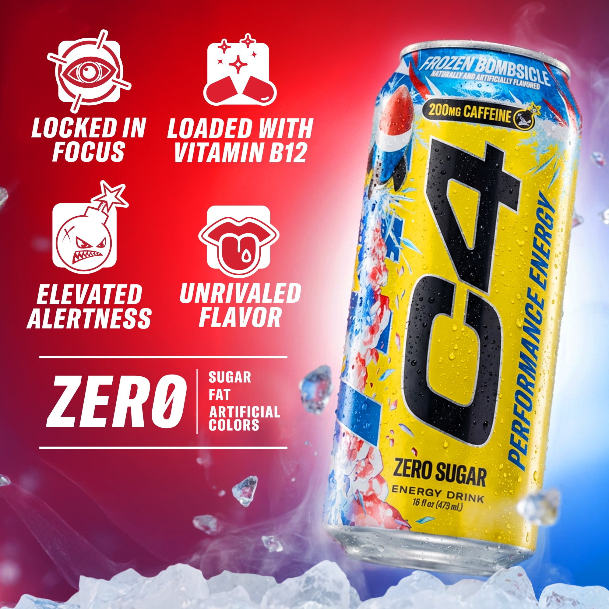 C4 Performance Energy Drink, Frozen Bombsicle, 16 fl oz Single Can