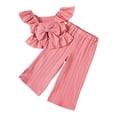 thumbnail image 5 of Summer Outfits Ruffle Sleeve Casual T-Shirt Tops and Pants 2 Piece Girls Sets 8-9 Years Girl Clothes, 5 of 7