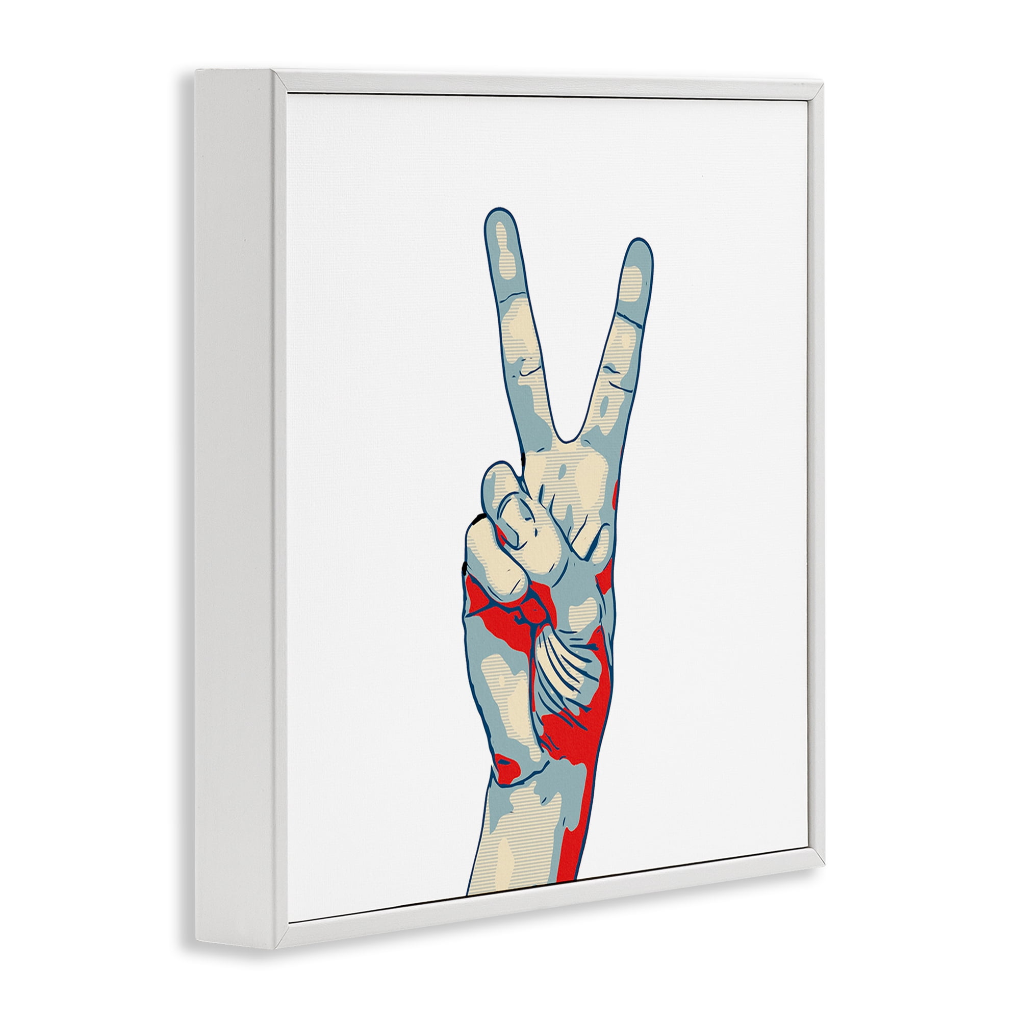 Stupell Industries Pop Style Peace Gesture White Framed Giclee Art, design by Kim Curinga