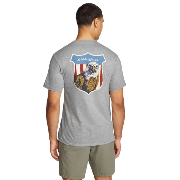 Men's Eddie Bauer Glory Flag Graphic Tee Color: Heather Grey Size: M