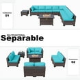 thumbnail image 2 of Gotland Outdoor Patio Furniture Set with 43" Propane Fire Pit Table, 10 Pieces Outdoor Furniture Patio Sectional Sofa Conversation Sets(blue）, 2 of 7