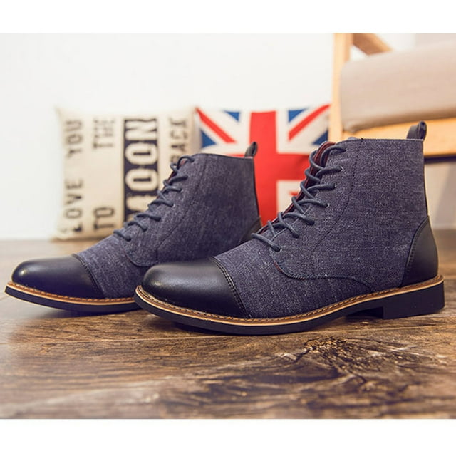 Bottes Mi-Mollet Décontractées à Lacets pour Hommes