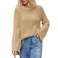 thumbnail image 2 of Lilgiuy Women Solid Color Round Neck Fashion Knitwear Loose Pullover Sweater for Daily Life, 2 of 5