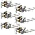 thumbnail image 1 of Brushed Nickel Door Handles Interior Heavy Duty Passage Door Handles Indoor Closet/Hallway Door Handle Keyless Reversible for Left Right Handed Door, 1 of 8