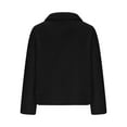 thumbnail image 4 of Fesfesfes Women's Solid Color Fleece Jacket Loose Long Sleeved Stand up Collar Warmkeeeping Cardigan with Inner and Outer Pockets Tops(Black,M), 4 of 5