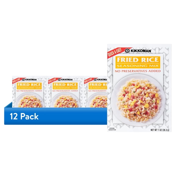 (12 pack) Kikkoman Fried Rice Seasoning Mix Packed Meals, 1 oz, Shelf Stable, Plastic Packet