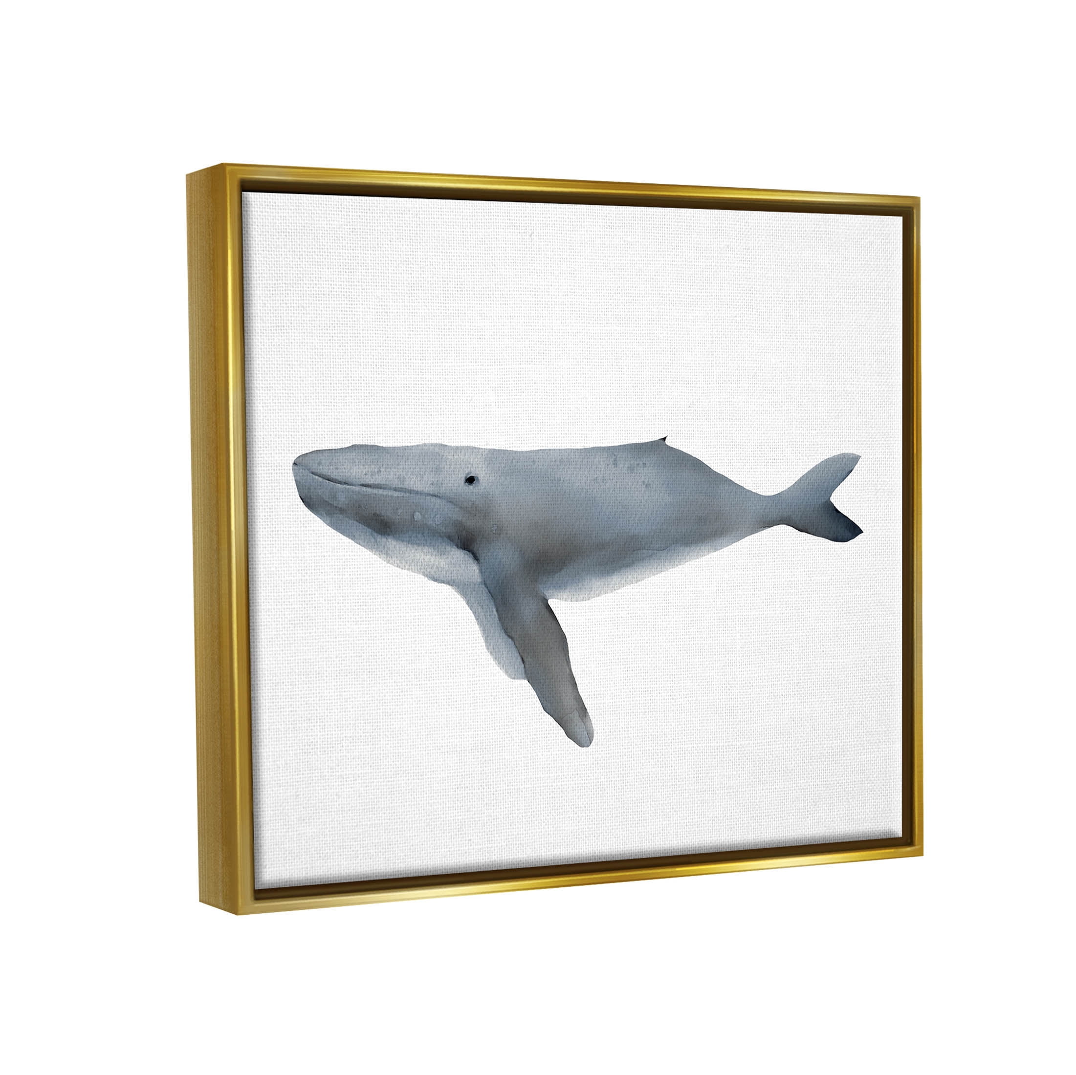 Stupell Industries Marine Whale Casual Sea Life Graphic Art Metallic Gold Floating Framed Canvas Print Wall Art, Design by Leah Straatsma