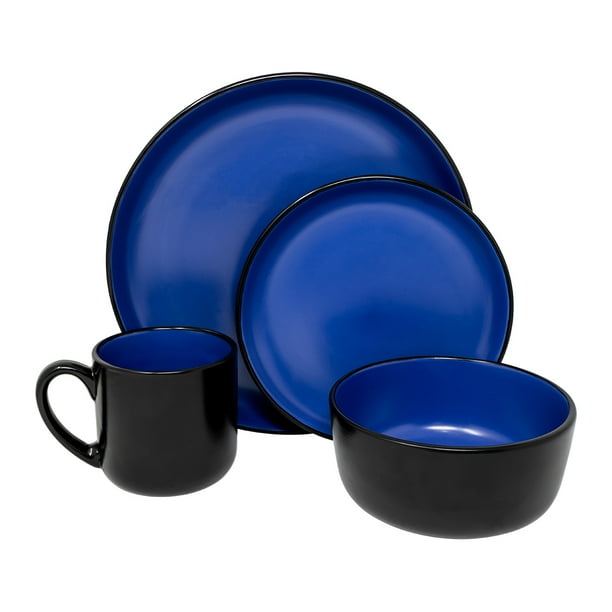 Vajilla NATTBLA - Set Individual Cerámica Azul y Negra