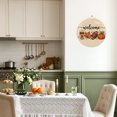 thumbnail image 2 of Welcome Sign Front Door Decorations, Fall Welcome Round Wall Art Outdoor Metal Wreaths, Autumn Thanksgiving Pumpkins Rugby Seasonal Hanging Sign for Home Porch Decor Warming Gift 12 In, 2 of 6