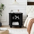 thumbnail image 6 of Wirrytor Side Table with Charging Station, The Table Behind the Sofa with Storage Space and Sliding Door, Bedside Table Accent Cabinet for Living Room, Bedroom, Entryway (Black), 6 of 9
