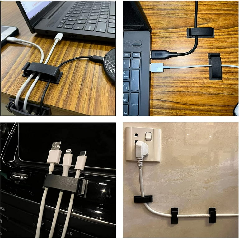 Cable Organizer Clips Cord Holder Self Adhesive Cable Management Removable  & Reusable Cable Holder for USB Cable/Power Cord/Wire 2024 upgrade version  