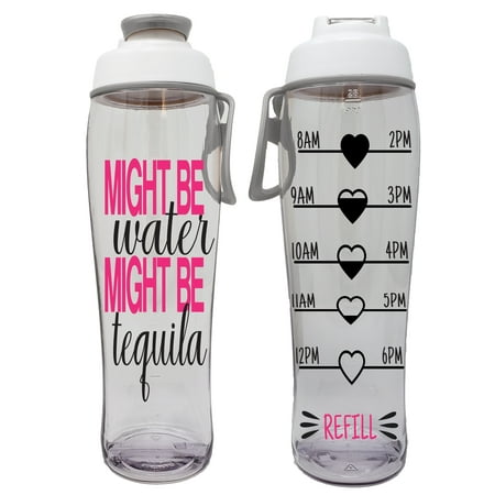 

50 Strong BPA Free Reusable Water Bottle with Time Marker - 30 oz. Motivational Fitness Bottles - Hours Marked - Drink More Water Daily - Tracker Helps You Drink Water All Day