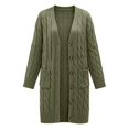 thumbnail image 3 of Long Sleeve Cable Knit Long Cardigan for Women,Open Front Button Loose Outwear,2026 Spring Winter Chunky Sweaters with Pockets,Oversized Slouchy Basic Warm Trendy Fall Fashion Clothing Blackish Green, 3 of 4