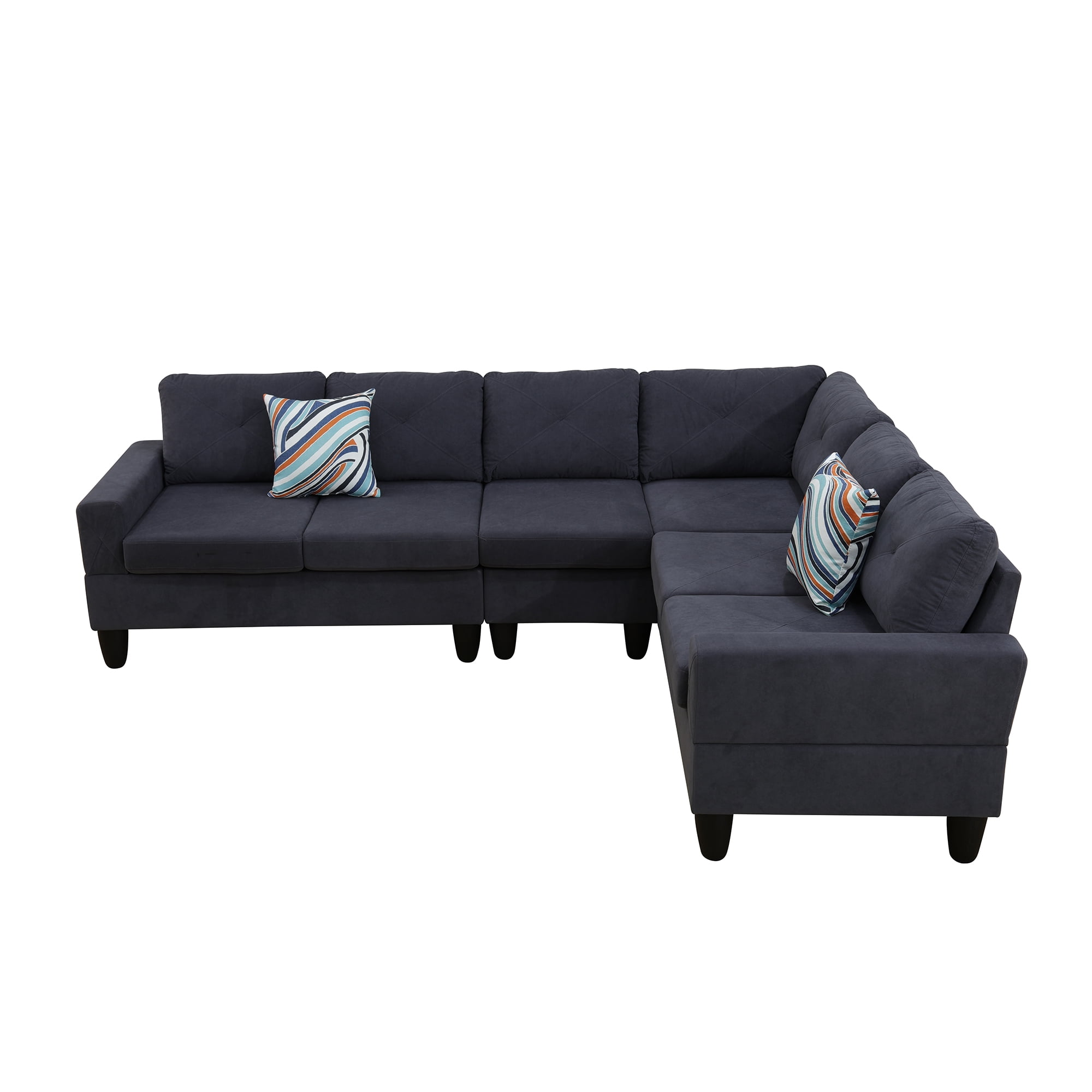 Hommoo Sofa Set,Massa Flannel 4-Piece Couch Living Room Sofa Set,Sectional Couches for Living Room,Dark Grey
