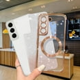 thumbnail image 6 of for Samsung Galaxy S21 FE Case Magnetic,for Women Girl Soft Luxury Plating Bling Gradient Glitter Cute Heart Cover Compatible with MagSafe Clear Shockproof Protective Phone Case 6.4”-Gold, 6 of 12