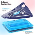 thumbnail image 4 of Heavy Duty Shockproof Case For iPad Air 11 2026 / 2025 / 2024,Anti Drop Silicone+PC Layer Protective Case Handle Stand ,Shoulder Strap，Cartoon Pattern Three-layer Protective Tablet Cover,Dark blue, 4 of 10