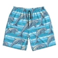 thumbnail image 3 of Uemuo Dolphin Pattern Men's Swim Trunks Hawaiian Beach Bathing Suit Swimsuits Beach Quick-Dry Shorts with Pockets-XX-Large, 3 of 9