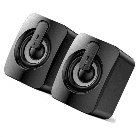 Desktop Laptop Mobile Home Office USB Mini Desktop Audio Video Speaker,2 x Computer Speakers,Black