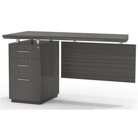 UPC: 0198860668598 | Mayline Single Pedestal Left Handed Desk Return with 1 Box/Box/File Pedestal  Textured Driftwood