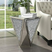 Mirrored End Table Diamond Setting Side Table Pedestal Stand for Hallway, Living Room, Corner, Bedroom, Sofa