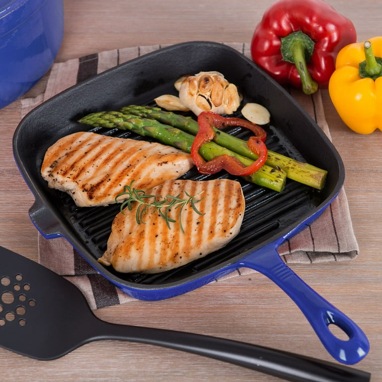 Better Homes & Gardens Enameled Cast Iron Grill Pan, Blue