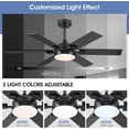 thumbnail image 4 of PHORUS 46"Ceiling Fan with Light and Remote/APP Control,Modern Flush Mount Ceiling Fan,6-Speed Reversible DC Motor,5 Blades,Farmhouse Ceiling Fan for Indoor Bedroom,Kitchen,Black, 4 of 7