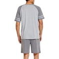 thumbnail image 4 of Ekouaer Mens Pajama Short Sets Short Sleeve Crewneck Pajama Lounge Set Raglan Sleepwear, 4 of 5