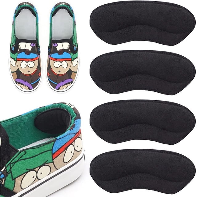 Heel Grips for Kids, Self-Adhesive Heel Cushion Extra Volume to Too Large Shoes Inserts Heel Protector for Boys and Girls Child Women (Black 2 Pairs)
