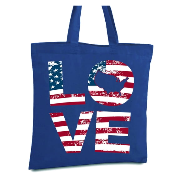 Awkward Styles Love Tote Bag American Flag Love Canvas Bag USA Gifts for Men and Women 4th of July Tote Bag Independence Day Reusable Shopping Bag Cute Love Grocery Bag America Reusable Cloth Bag