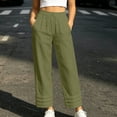 thumbnail image 5 of cocolona Womens Casual High Waist Wide Leg Pants Elastic Waist Drawstring Straight Vacation Lounge Pants with Pockets, 5 of 5