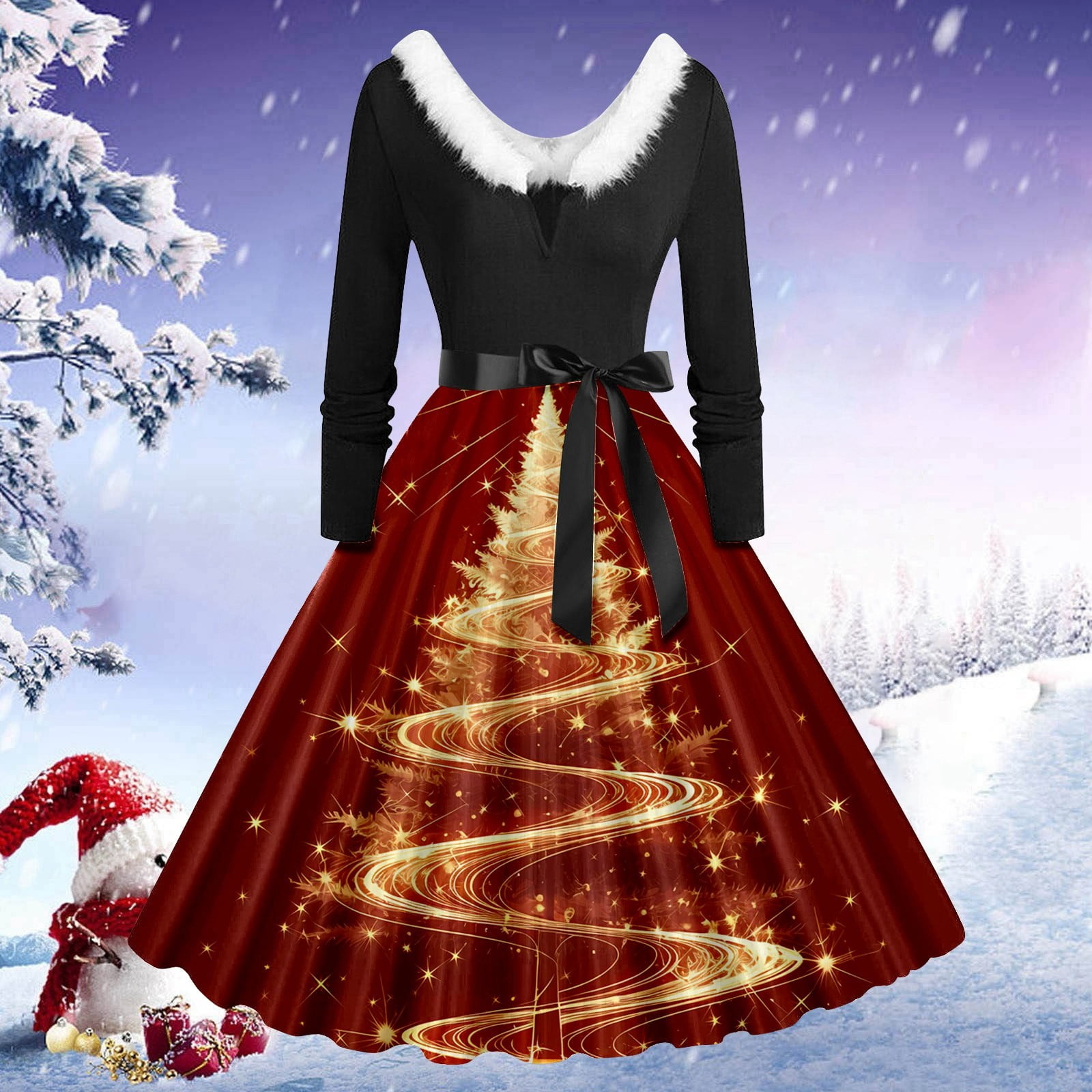 Christmas Dresses for Women Christmas Party Dresses for Women Festive Long  Sleeve Party Dress With Asymmetrical Hem Design for Holiday Gatherings And  - Walmart.com