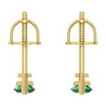 thumbnail image 4 of 14K Solid Gold Screw Back Stud Earrings for Women | 1 cttw Marquise Cut Simulated Emerald | Yellow Gold, 4 of 5