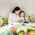 thumbnail image 5 of Manfei Cute Animal Frogs Boy Girl 3 Pieces Queen Comforter Set,Spring Garden Ultra Soft Bedding Sets,Valentine Couple Lover Bedding Comforter Set Breathable,Lightweight Room Decor,Reversible, 5 of 8
