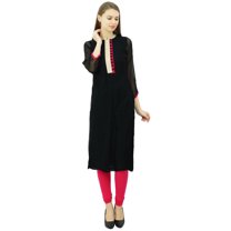 Phagun Straight Georgette Kurta Designer Tunic Top Indian Chic Kurti For Womens