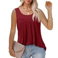 thumbnail image 3 of Mrat Lightweight Camisoles Women's Fashion Solid Color Squares Neck Comfortable Loose T-Shirt Sleeveless Blouse Casual Tops Flowy Tank Tops for Women S-197 Wine XL, 3 of 7