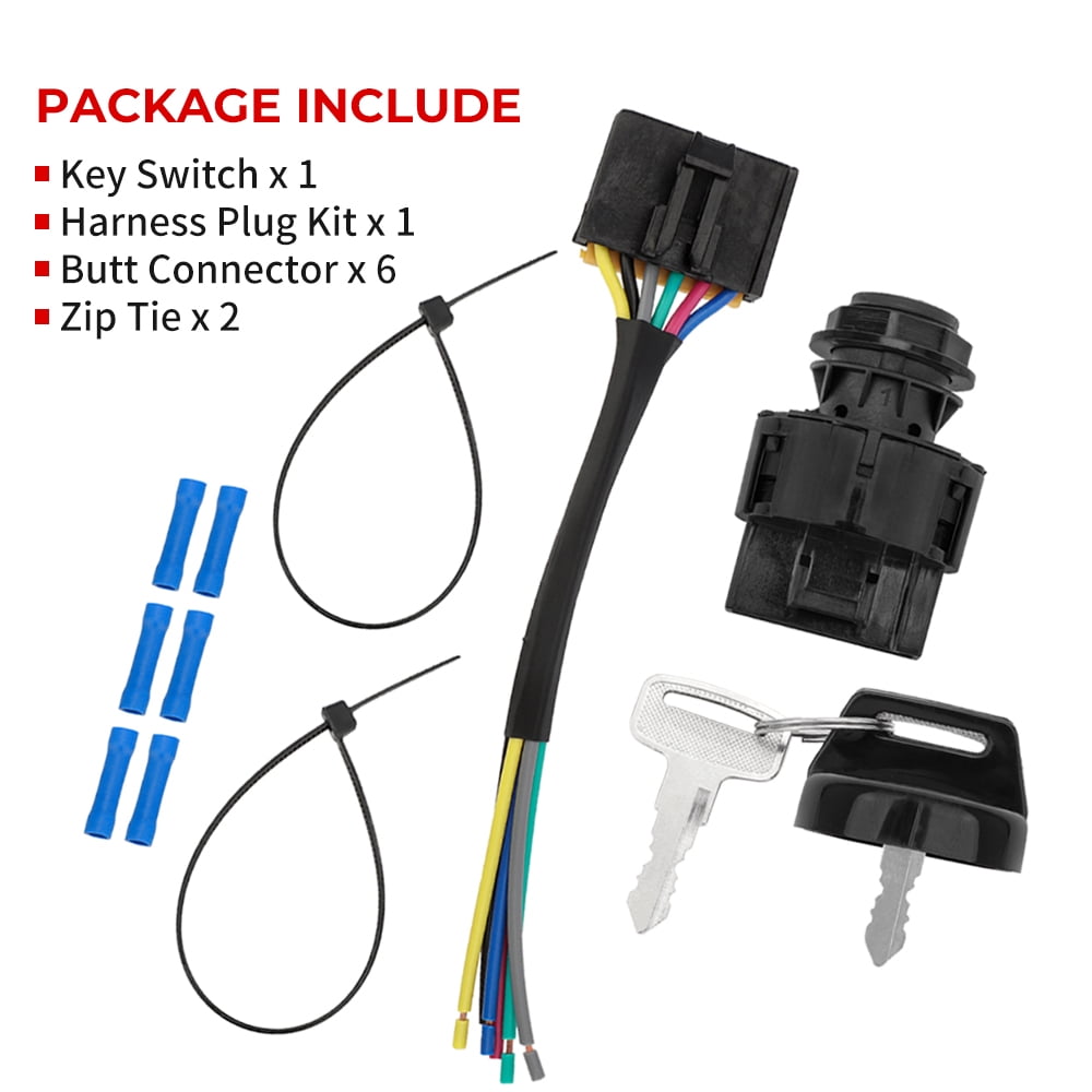 M MATI Ignition Key Switch Harness Kit for Polaris Ranger RZR Sportsman Scrambler Magnum Trail Blazer Trail Boss Xplorer Xpedition General INDY RMK Rush SwitchBack SKS