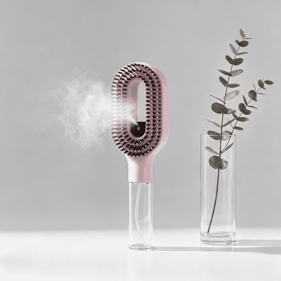 Detangling Brush for Curly Hair – 2-in-1 Hair Brush with Water Spray, Hydrating Mister for Wet & Dry Hair, Styling Comb for Straight & Curly Hair (Plum Red)
