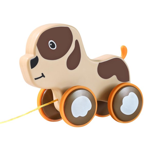 F Pull Along Animal Wagon Drag Toy For Toddlers Developmental Walking Activity Pull Rope Tractor Cart Early Learning Walkers Toy 7.1X3.1X4.9 Inches
