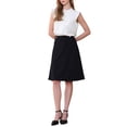 thumbnail image 2 of Blusa de oficina sin mangas para mujer INSPIRE CHIC, con botones, volantes y cuello redondo, color blanco L, 2 of 5