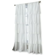Curtainworks Flounced Indoor Single Curtain Panel, Polyester, Light Filtering, Poletop, White, 42 x 63, Adult