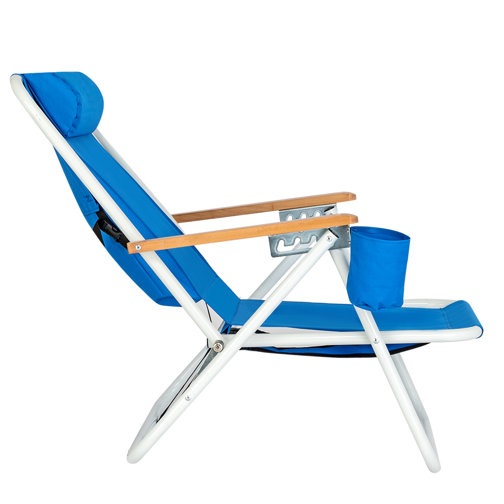 Outdoor Chairs for Beach, Folding Backpack Beach Lounge Chairs with Cup Holder&Adjustable Headrest, Portable Reclining Beach Chair, Lounge Chair for Camping, Fishing, Picnic, Patio, Pool, Blue, W9197 - image 1 of 13