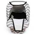 thumbnail image 3 of Zhudiyof Stretchy Baby Car Seat Cover, Infant Car Canopy for Spring Summer Autumn Winter, Snug Warm Breathable, Zipped Window, Universal Fit, for Boys and Girls, Gray and White, 3 of 7