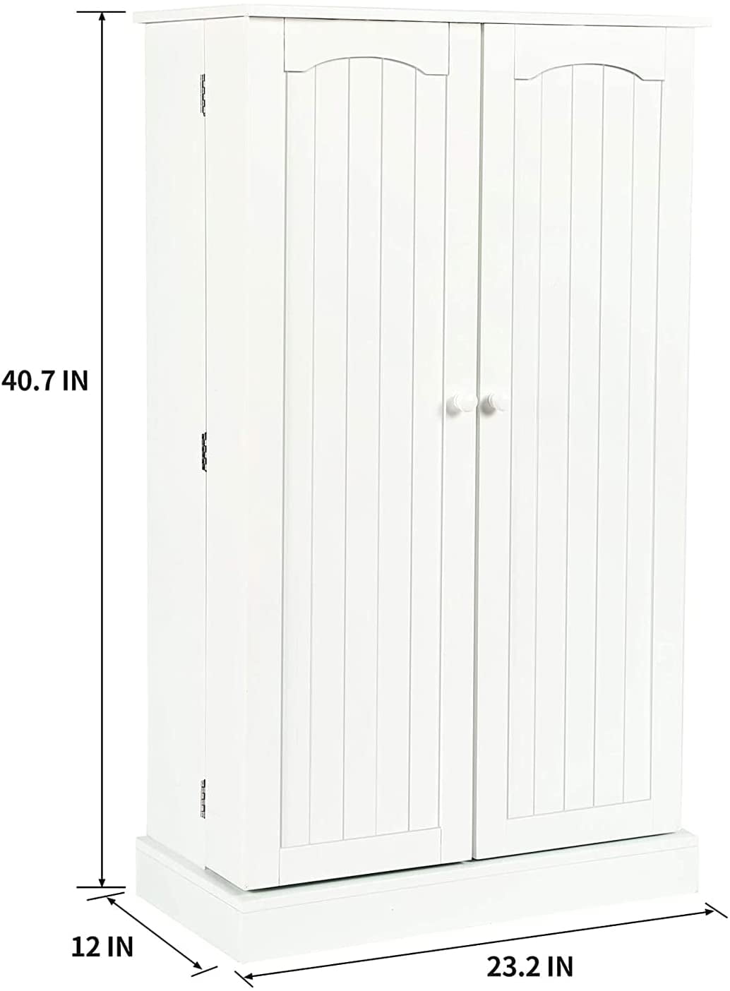 HOMEFORT 41 Kitchen Pantry, Farmhouse Pantry Cabinet, Storage Cabinet with  Doors and Adjustable Shelves 41 H x 23.2 W x 12 D (White) 