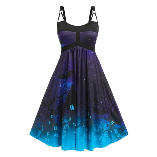 Vestido de impresión de halloween Rosegal Vestidos Estampados Tallas Grandes