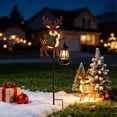 thumbnail image 7 of Solar Reindeer Christmas Garden Stake Metal Outdoor Holiday Yard Decor with Glowing Lantern for Lawn Path Winter Xmas Gift 29.92in, 7 of 7