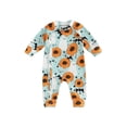 thumbnail image 1 of Bagilaanoe Newborn Baby Girl Halloween Jumpsuit Ghost Flower Print Long Sleeve Bodysuit 3M 6M 9M 12M 18M Infant One Piece Romper with Zipper, 1 of 9