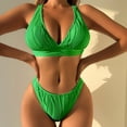 thumbnail image 2 of YABCSAZ Bikini Sets for Women Classical Solid Color Swimwear Push Up Padded Triangle Bikini Top Two-piece High Elasticity High Cut Adjustable Bathing Suit Sexy Padded Swimwear Beachwear Bathing Suit, 2 of 8
